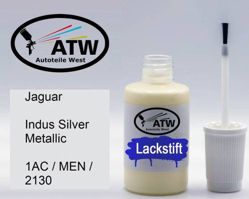 Jaguar, Indus Silver Metallic, 1AC / MEN / 2130: 20ml Lackstift, von ATW Autoteile West.